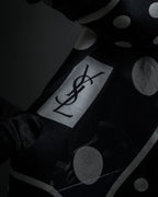 "YVES SAINT LAURENT" Large polka dot silk long scarf