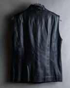 "BALMAIN" Braided detail lamb leather zip-up vest