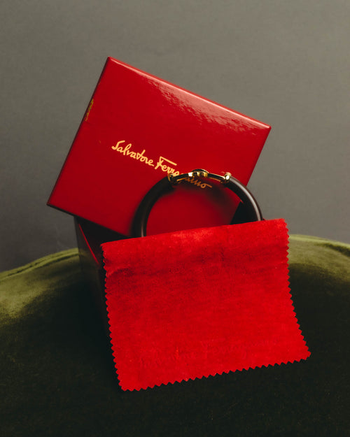 “Salvatore Ferragamo” 90’s-10’s Dark brown double Gancini bangle