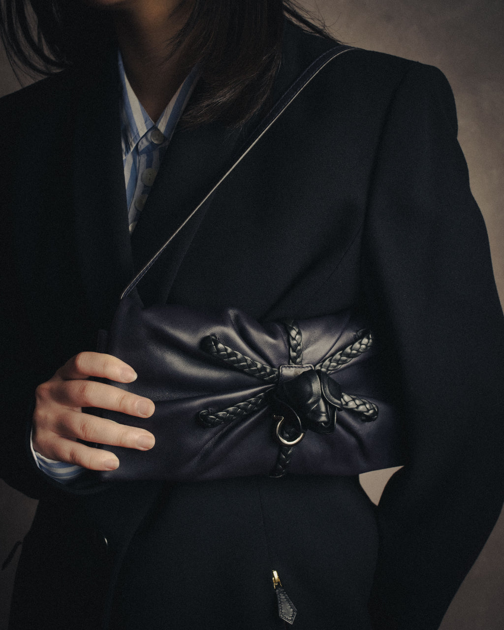 -SPECIAL- “Salvatore Ferragamo” 2010’s Floral leather draped shoulder bag