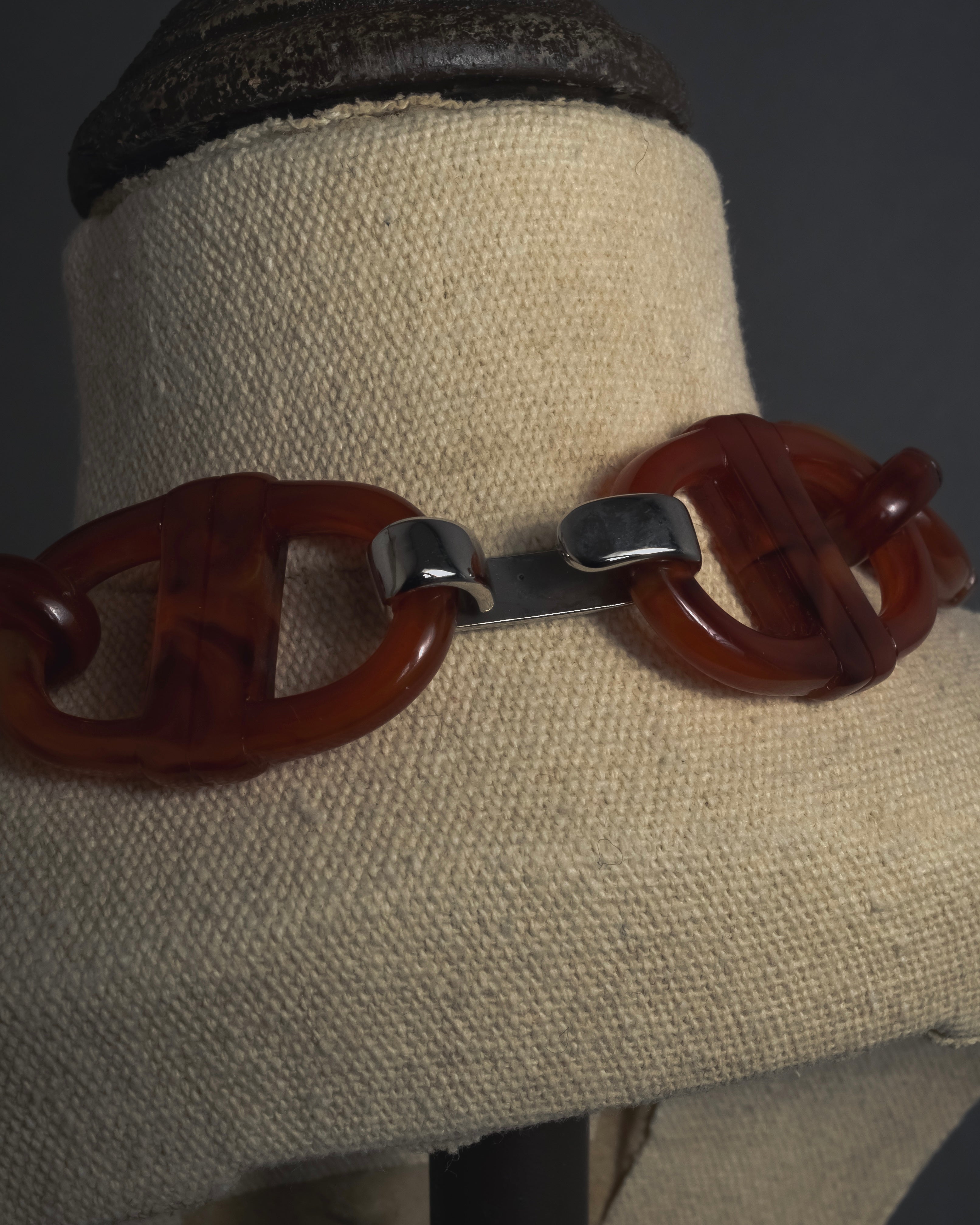 "Christian Dior" Sculptural tortoiseshell resin chain necklace