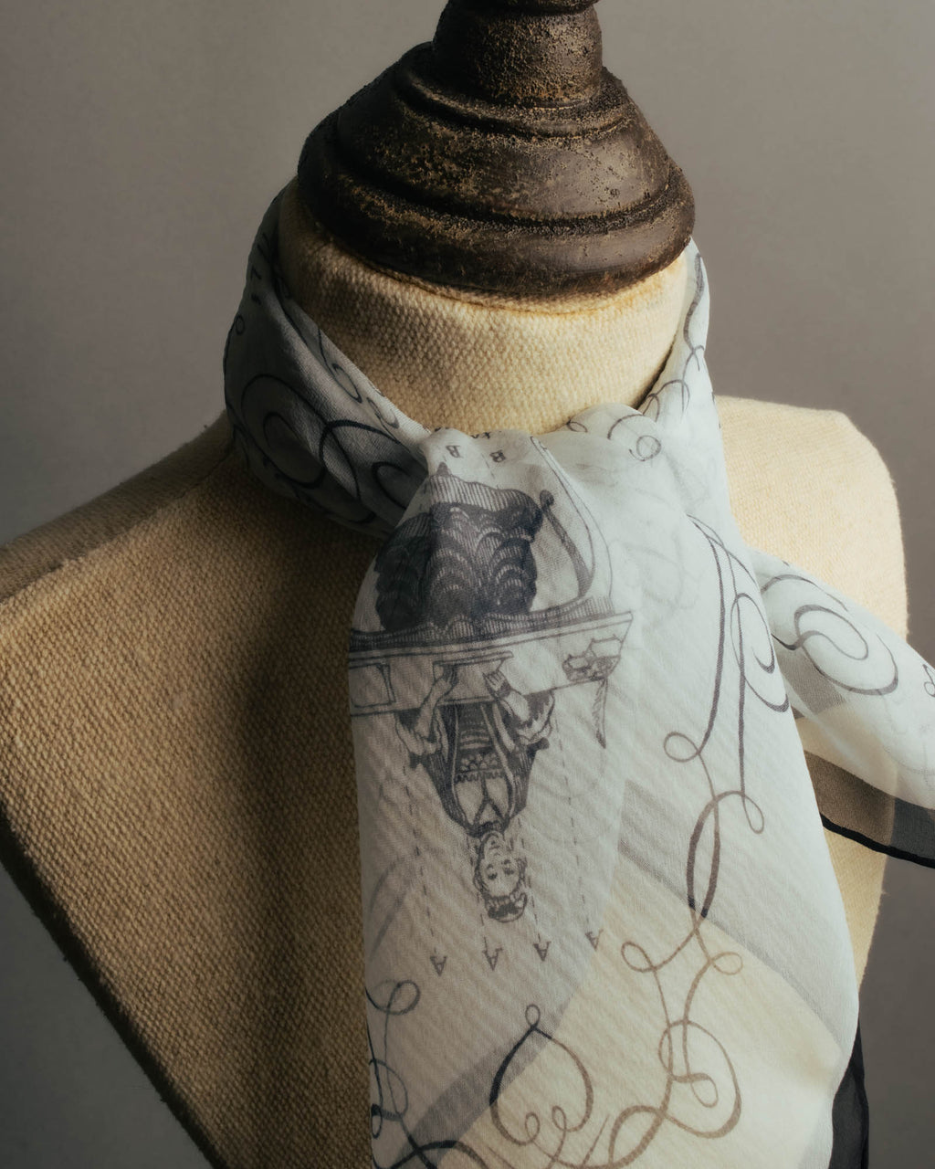 "Hermès" 80's-90's Airy silk chiffon scarf