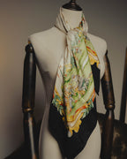 “Salvatore Ferragamo” 80’s-90’s Golf motif silk twill scarf