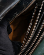 "PRADA" Aged metal parts design leather hand bag