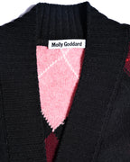 Molly Goddard/ Argyle Lambswool & Mohair Cardigan Black & Pink