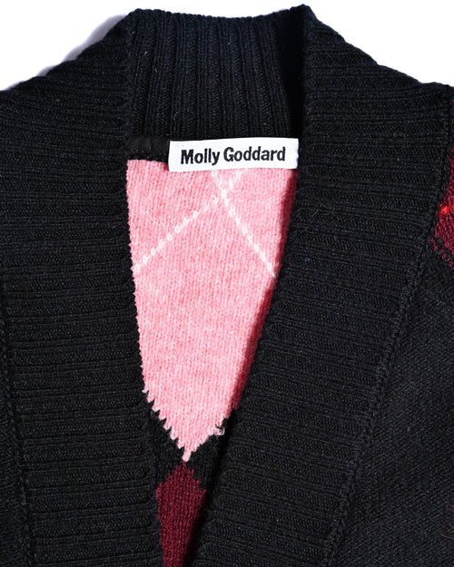 Molly Goddard/ Argyle Lambswool & Mohair Cardigan Black & Pink