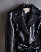 "MATÉRIEL TBILISI" Draped belted synthetic leather long jacket