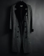–SPECIAL– "CELINE" 70’s-80’s Classic tweed velvet-collar long coat