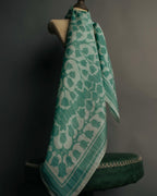 "Christian Dior" 85's-95's Vintage emerald tulip botanical silk shantung scarf