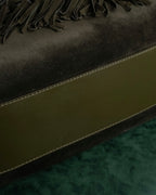 "BURBERRY" Olive green fringe design boston bag