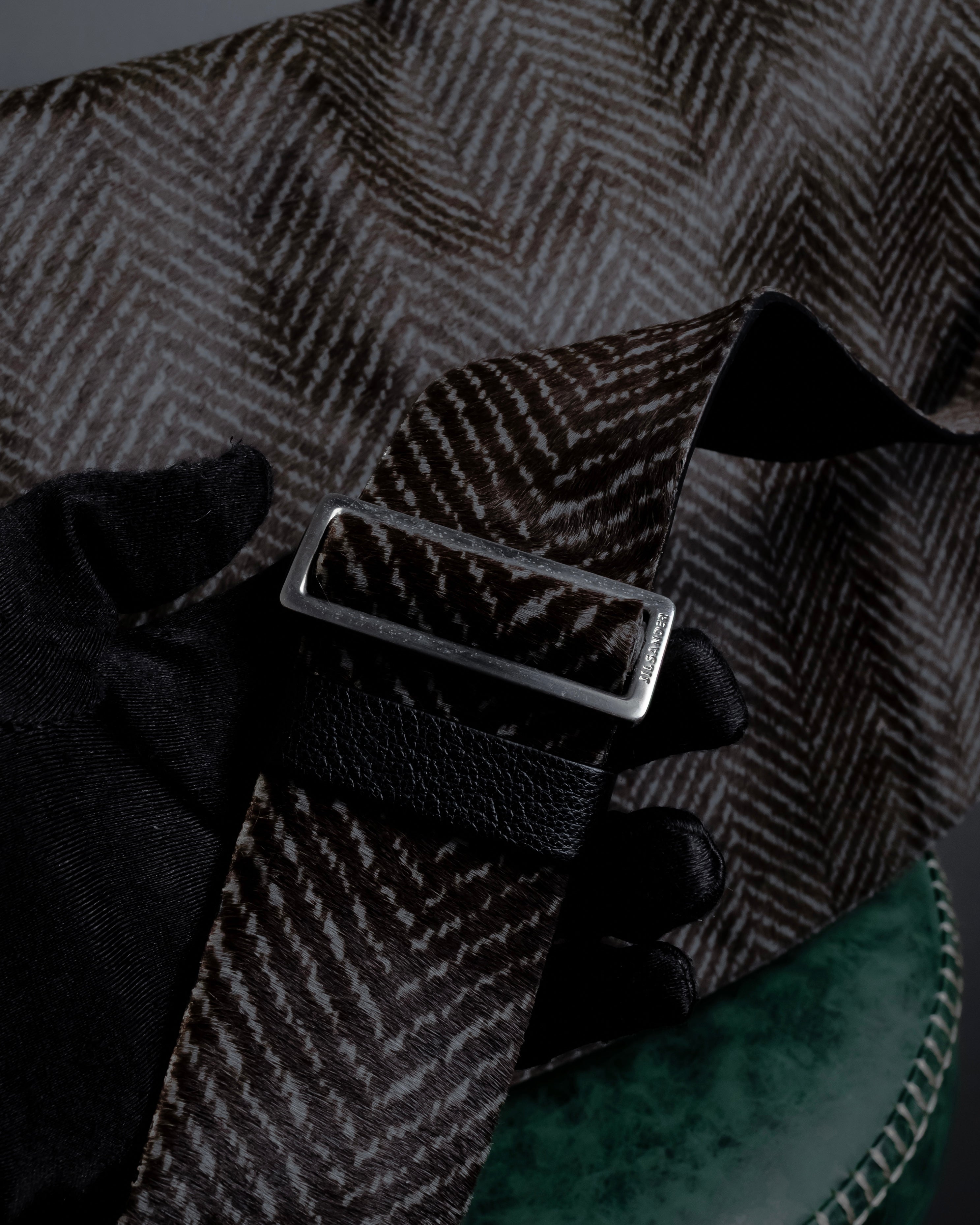 "JIL SANDER" Large flap design Harako leather shoulder bag