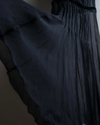 "PRADA" Gathered ribbon design puff sleeve dress