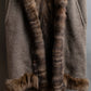 Vintage cashmere knit fur dogged reversible long gilet