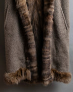 Vintage cashmere knit fur dogged reversible long gilet