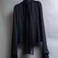 "YVES SAINT LAURENT" 2002 AW Scarf docking tulle design silk double zipper blouse