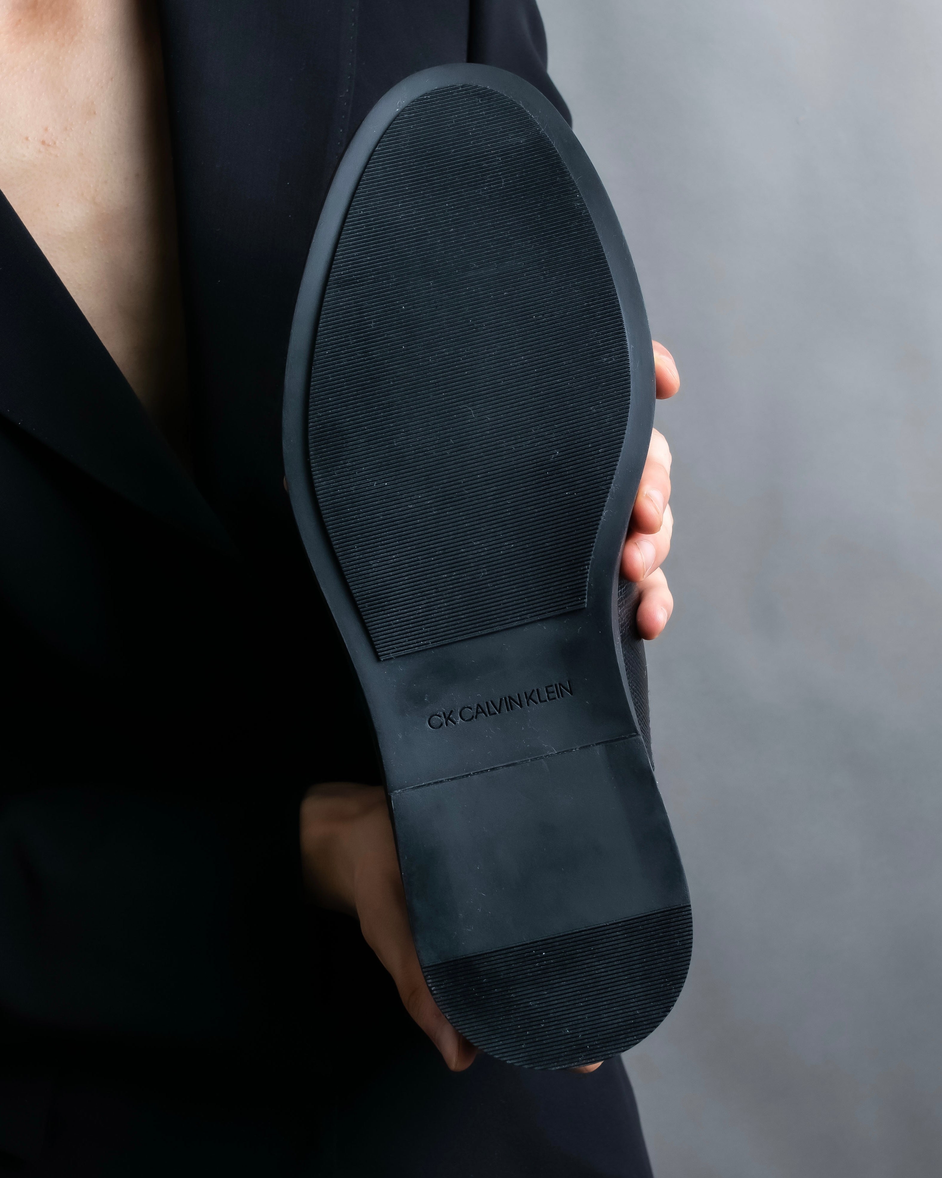 "CALVIN KLEIN" Silver metal toe cap side gore boots