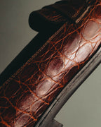 "PRADA" 90's-00's Croc embossed leather penny loafers