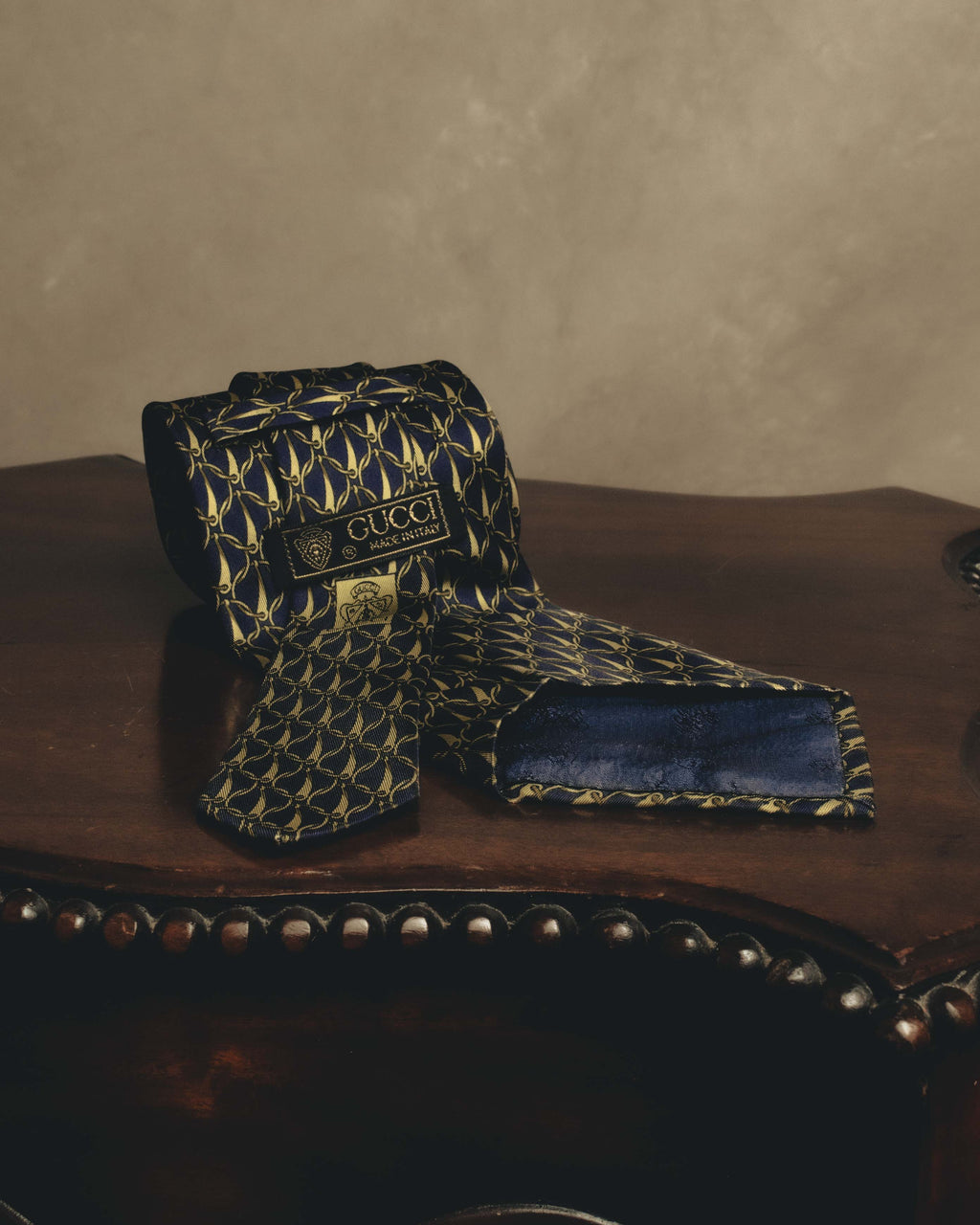 "GUCCI" 80's Nautical patterned silk necktie