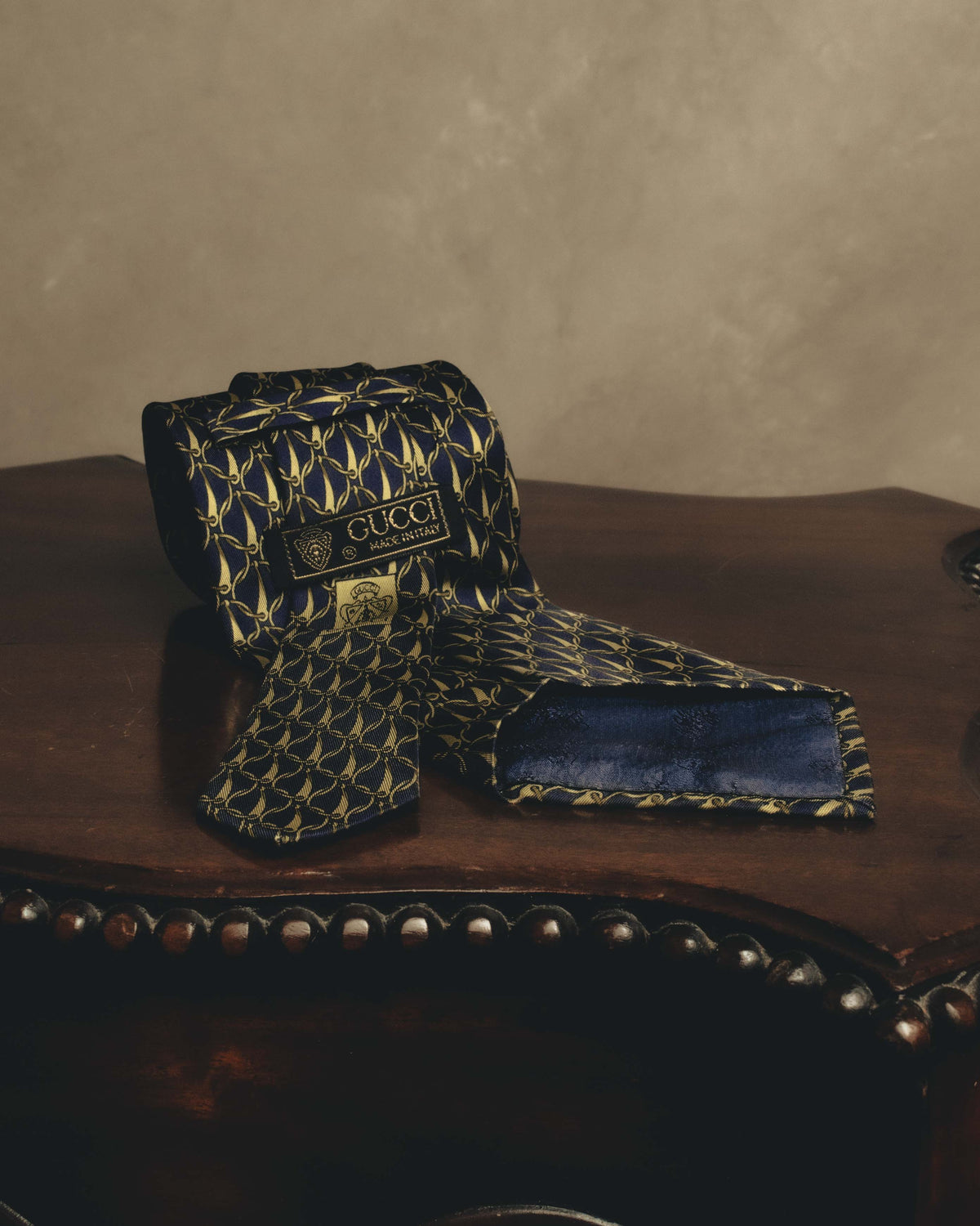 "GUCCI" 80's Nautical patterned silk necktie