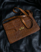 "GIORGIO ARMANI" crocodile leather box shoulder bag