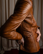 "EMPORIO ARMANI"  Quilted design brown color leather jacket
