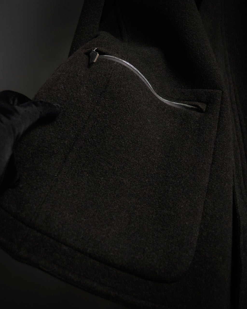 –SPECIAL– “HERMES” 90’s-00’s Concealed placket wool zip coat