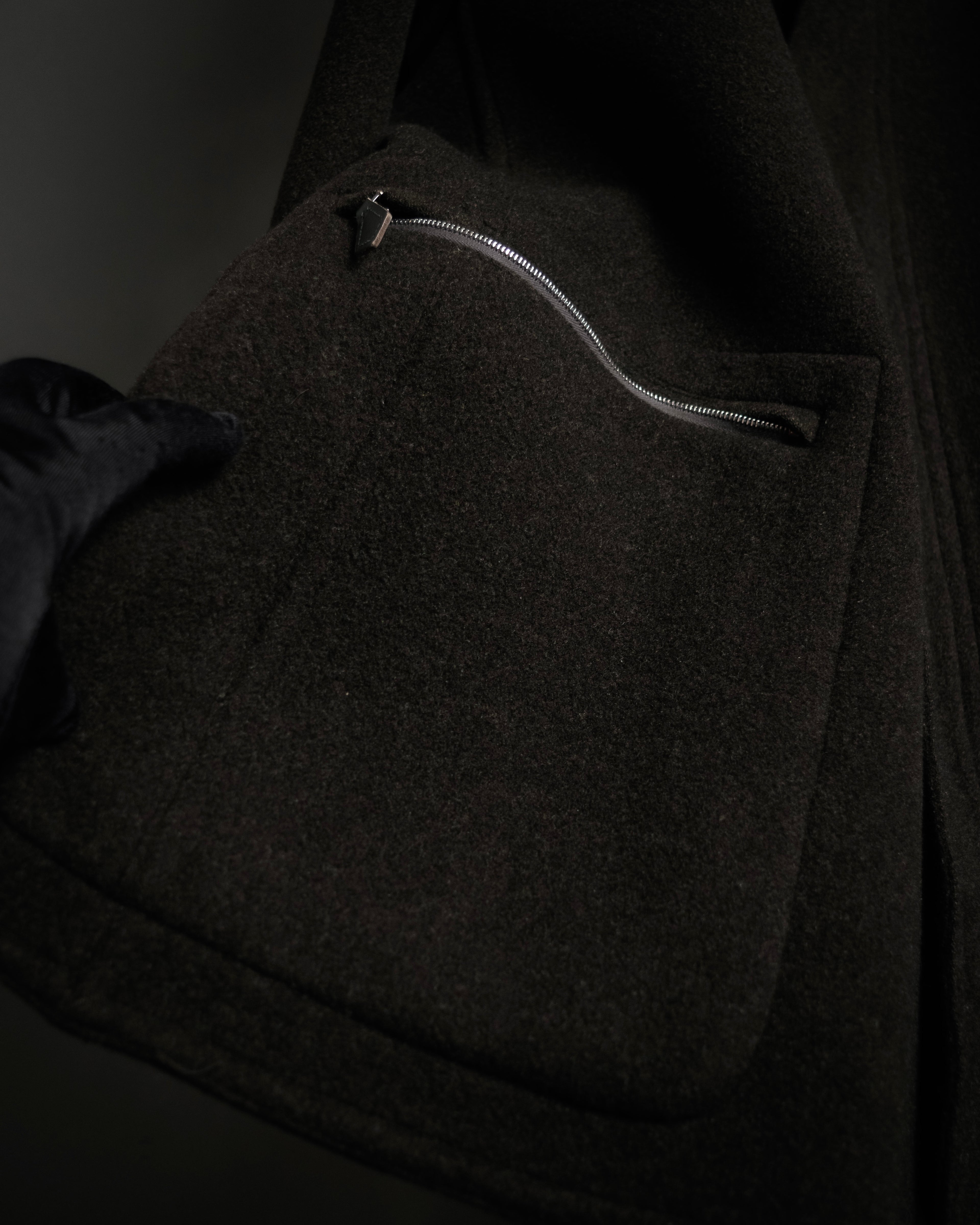 –SPECIAL– “HERMES” 90’s-00’s Concealed placket wool zip coat