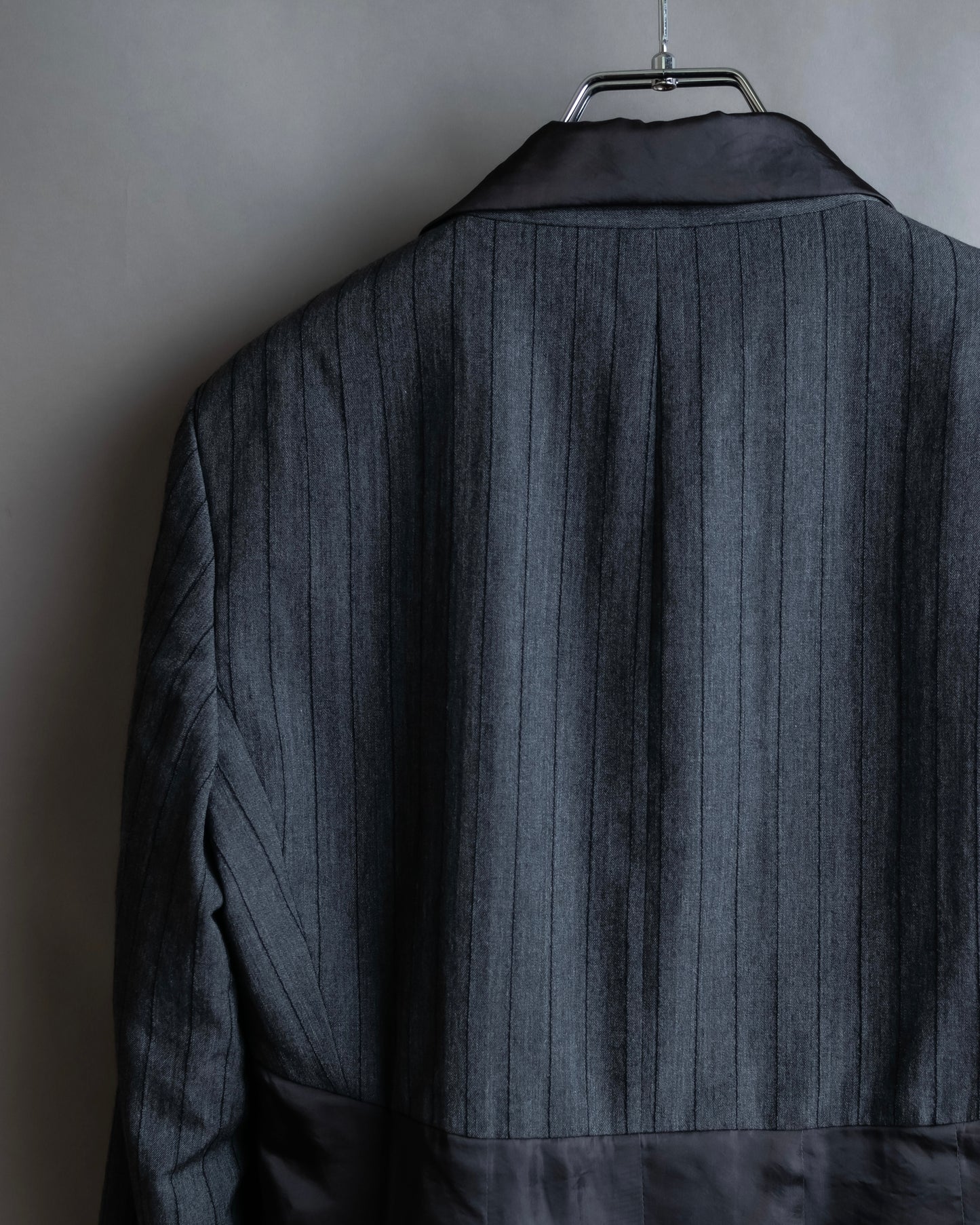 "ISSEY MIYAKE" Different material switching design shape pattern tailored jacket