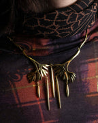 "Christian Dior" Branched leaf motif gold necklace