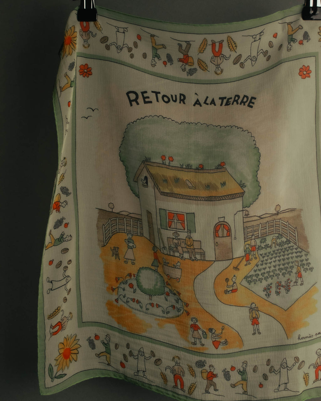 “HERMÈS” 90’s-10’s Retour à la terre silk scarf