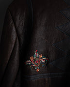 “KENZO” 80’s Folkloric shearling-lined leather long coat