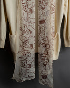 "HERMES" Gaultier period scarf docking design silk cardigan
