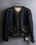Reserved "Elie Saab" Gold stud detail tweed jacket