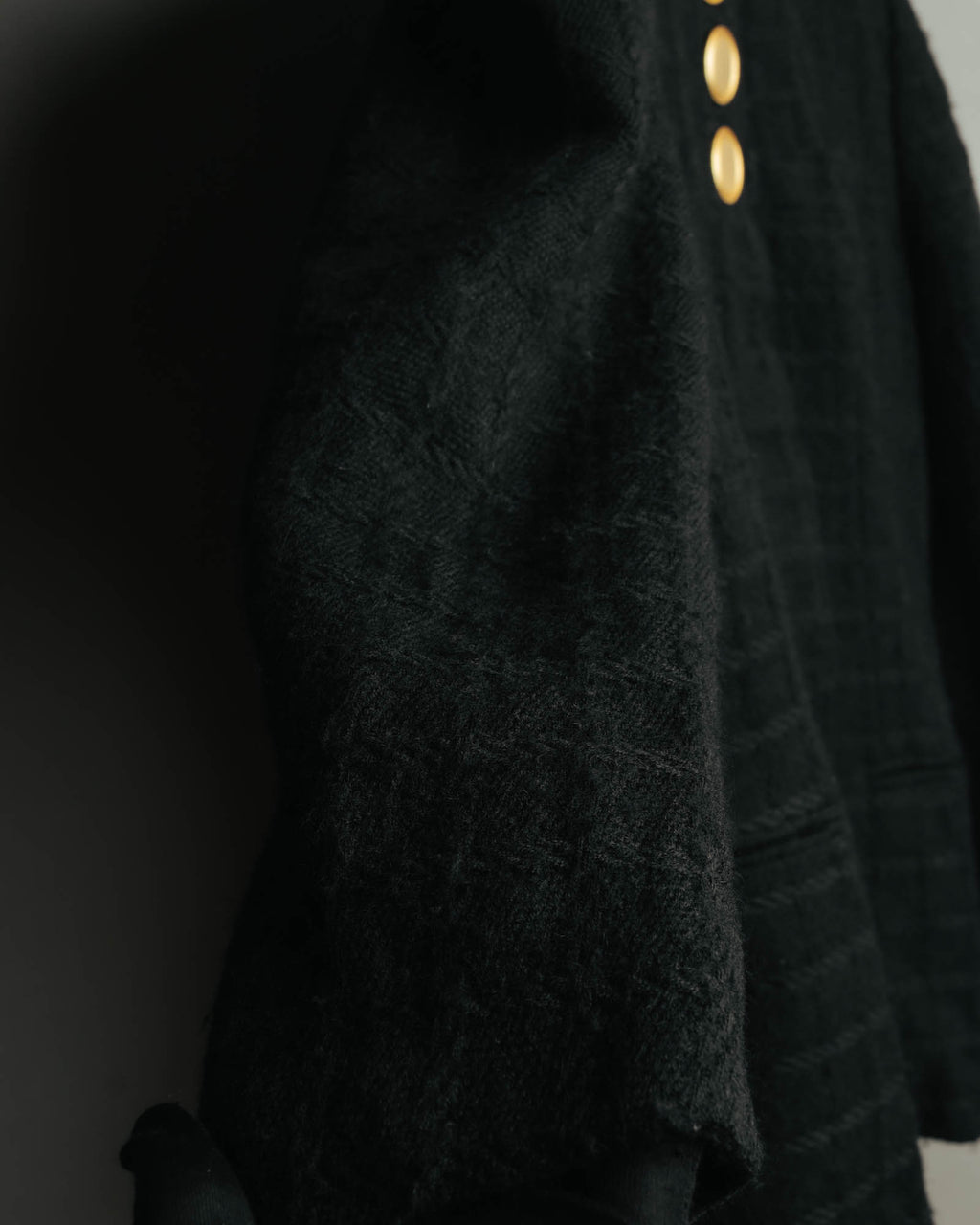 -SPECIAL- "Christian Dior" 80's-90's Textured collarless wool jacket
