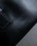 "GUCCI" Double flap design grained leather one-handle bag