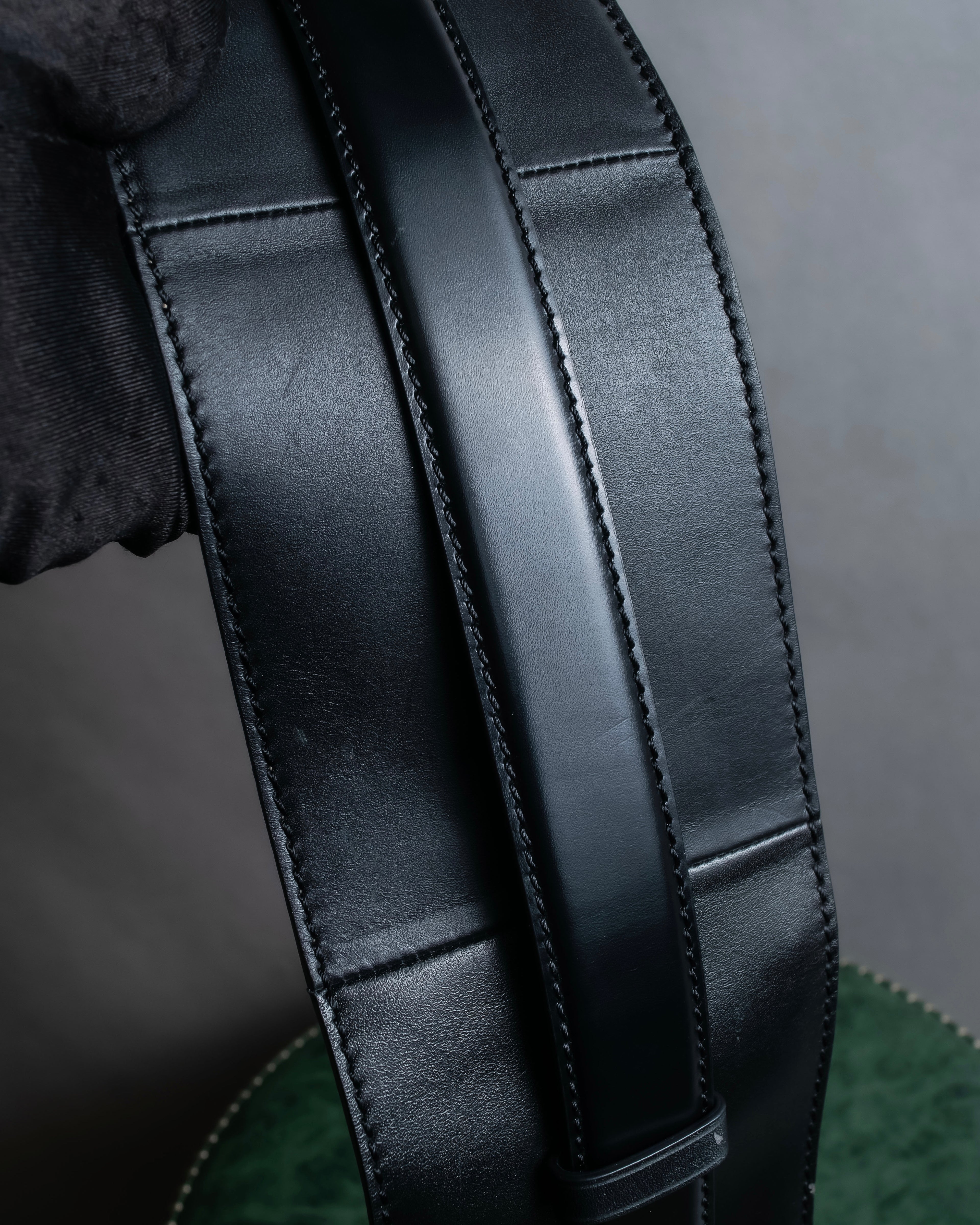 "CELINE" Double buckle belt leather corset belt