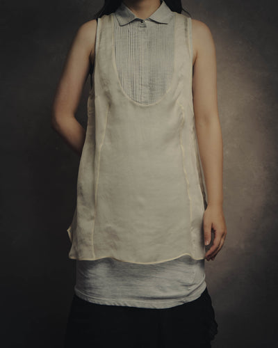-SPECIAL- “Brunello Cucinelli” 00’s-10’s Sheer layered sleeveless tunic dress