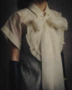 -SPECIAL- “VALENTINO ROMA” 2000’s sheer bow tie ruffled blouse