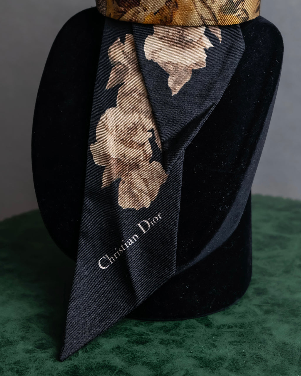 "Christian Dior" Baroque floral pattern silk twill scarf
