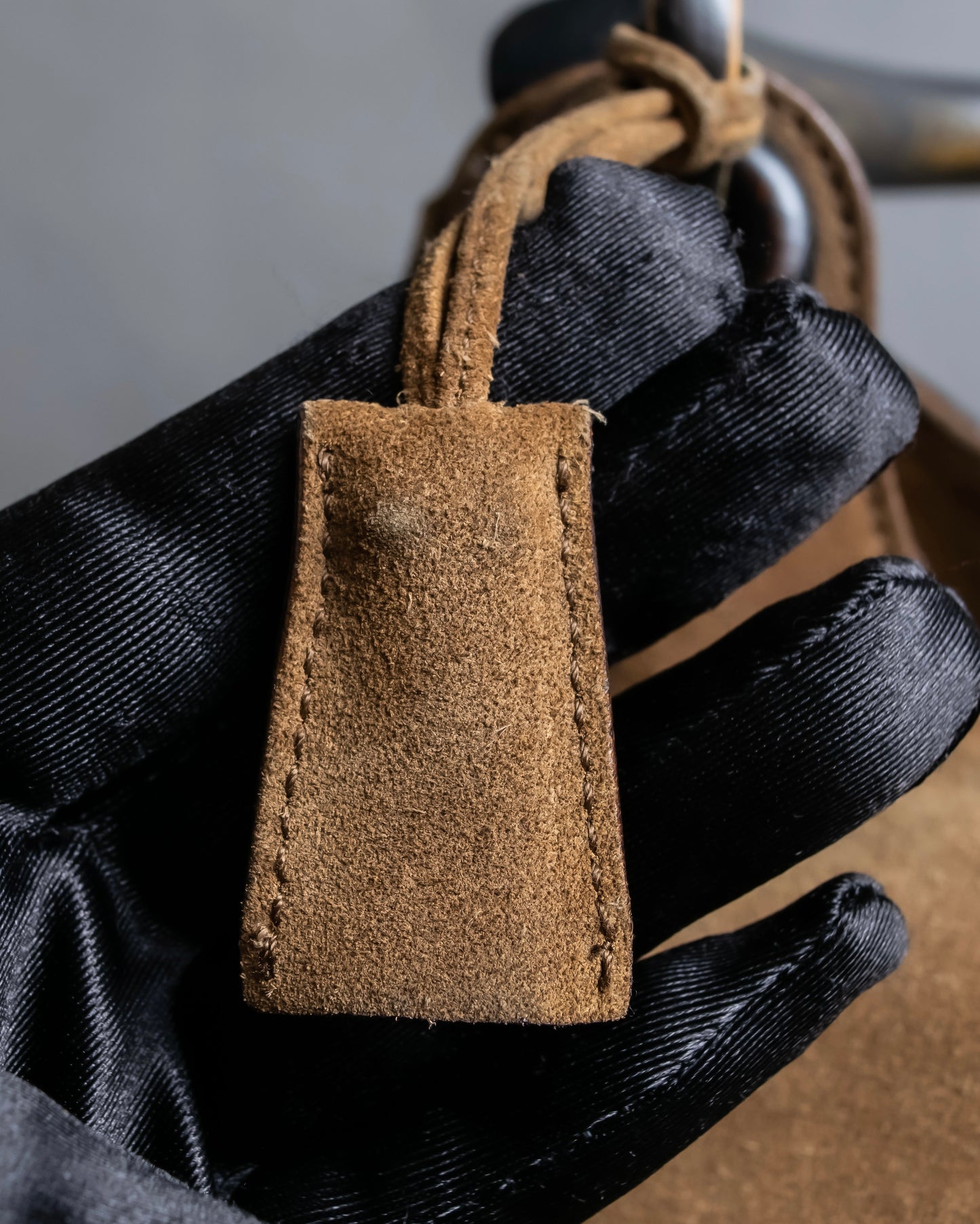 "GUCCI" Suede wood handle hobo bag