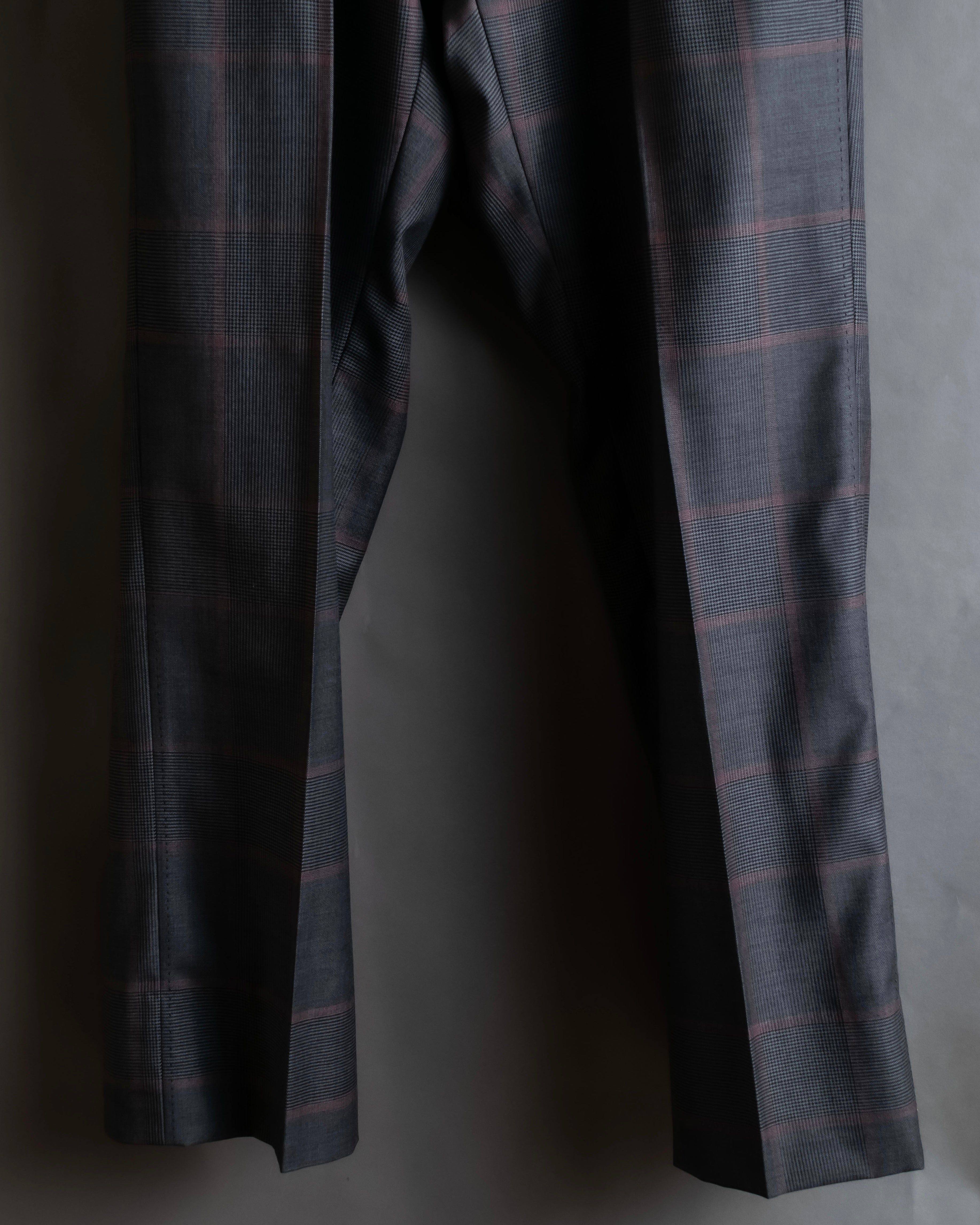 "GUCCI" Glen plaid wool wide tapered slacks