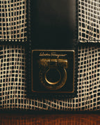 "Salvatore Ferragamo" Crocodile embossed Gancini shoulder bag