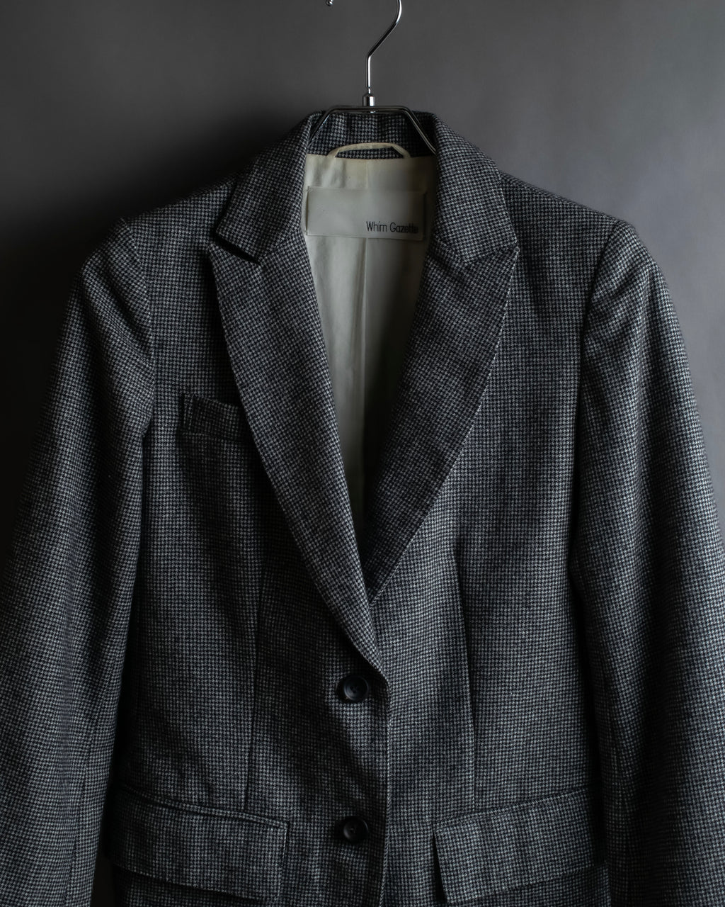 "Whim Gazette" Houndstooth pattern shaped tailored jacket