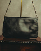 “BALENCIAGA” 80’s-early 90’s double BB leather chain shoulder bag