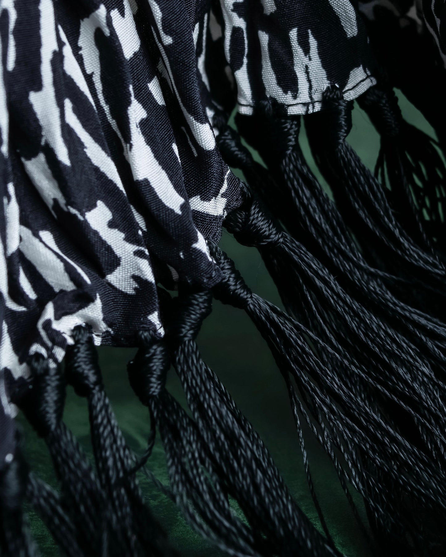 "Saint Laurent Paris" Abstract animal print pleated fringe muffler