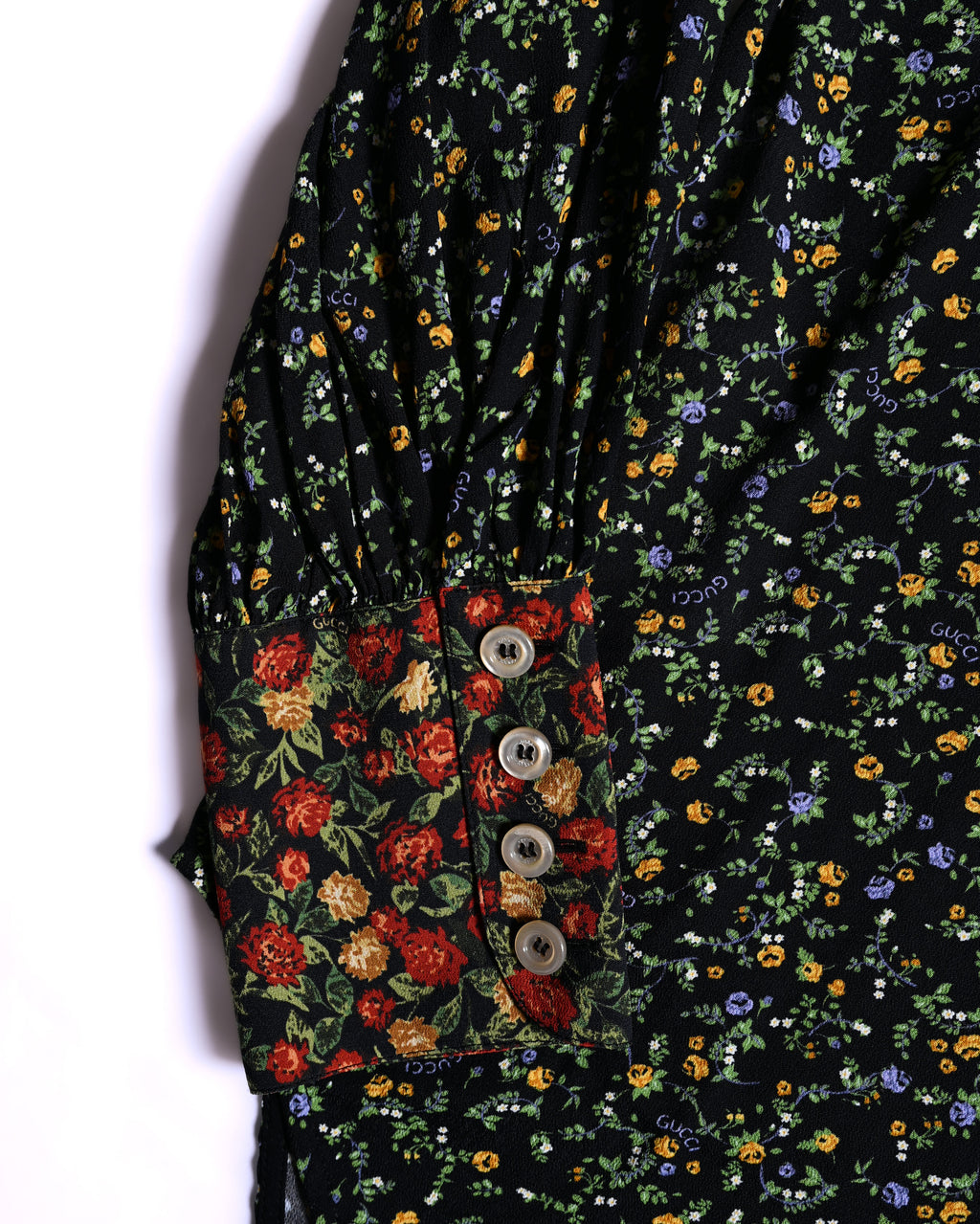 GUCCI × LIBERTY LONDON/ 2020AW Original Floral Pattern Fabric Ribbon Tie Button Down Shirt