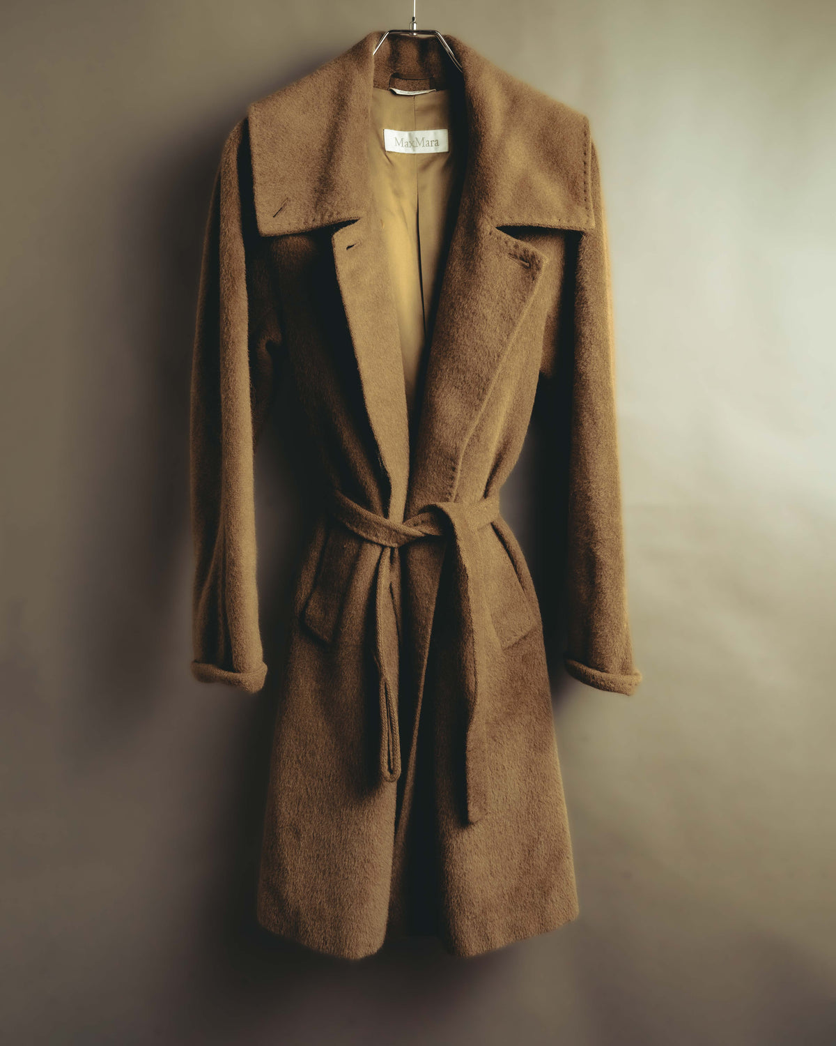 -SPECIAL- “Max Mara” 90’s-00’s Angora blend belted wrap coat