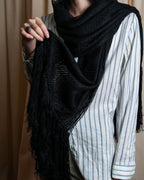 "GIORGIO ARMANI" Waffle low gauge knit fringe design stole