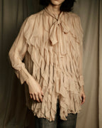"VALENTINO" Ruffle detail sheer bowtie blouse