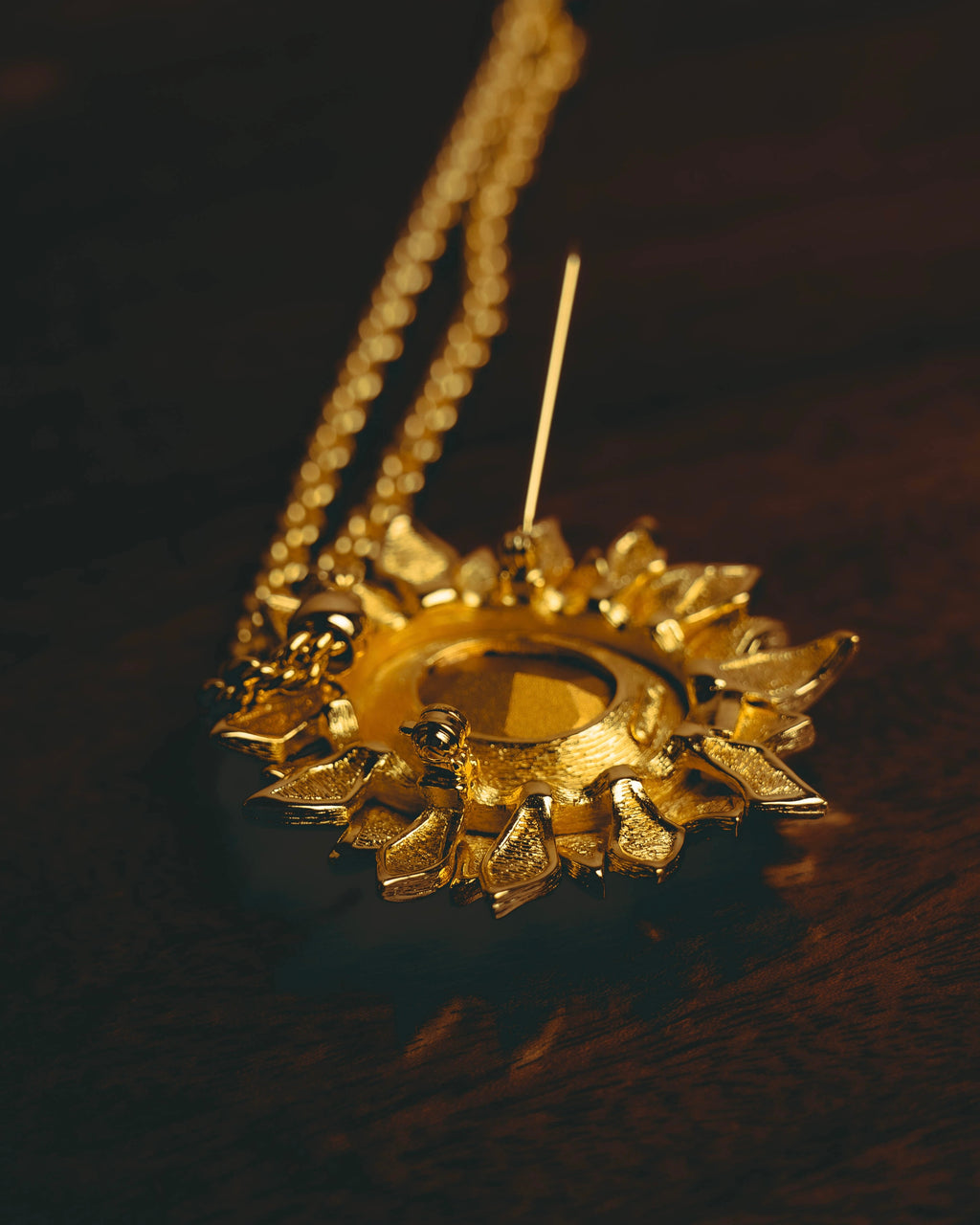-SPECIAL- “Christian Dior” 80’s-90’s Sunburst amber glass pendant brooch